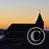 Sunset behind Sisimiut church
